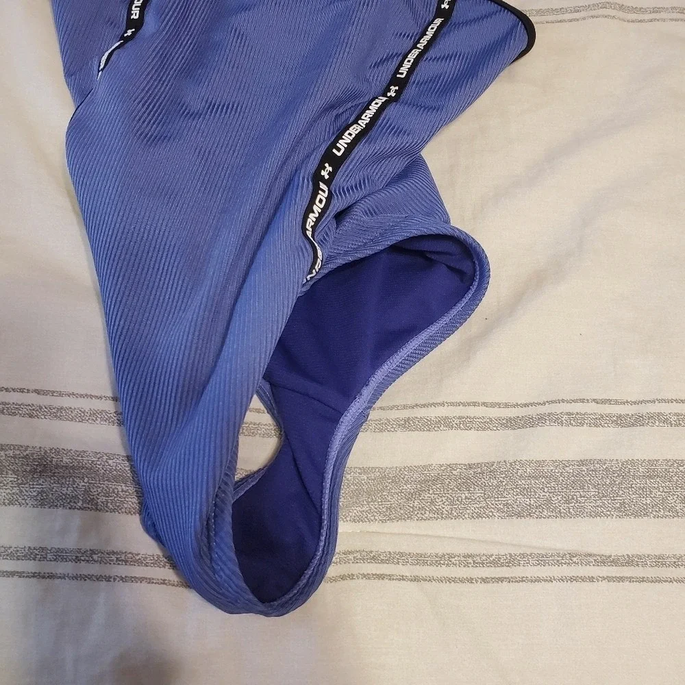 Under Armour Logo-Trim Ribbed One-Piece Swimsuit‎ Purple UPF 30+ Youth SZ:12